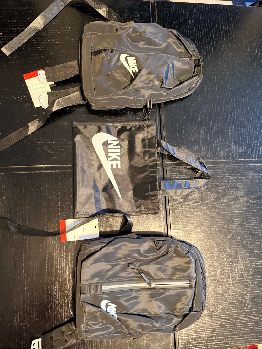 Nike Black Mini Backpack and Tote Lot with White Swoosh